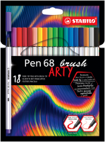 Prémiový vláknový fix STABILO Pen 68 brush - ARTY sada 18 ks 568/18-21-20