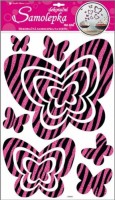 Pokojová dekorace motýli s růžovými glitrovými pruhy - 10013