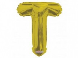 Balónek fóliový 35 cm - písmeno T - zlatý - K35088-14S