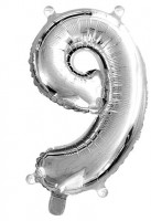 Balónek fóliový 86 cm - číslice 9 - stříbrný - 6809-9S