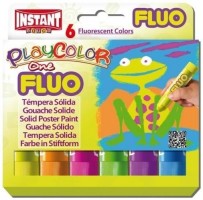Tuhé temperové barvy Playcolor - Fluo - 6 ks
